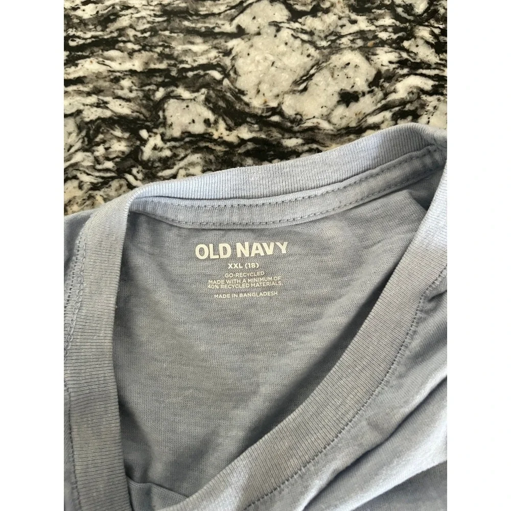 Old Navy Go-Recycled Boys XXL 18 Light‎ Blue Heathered Pocket T-Shirt